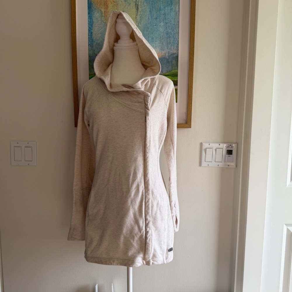 The North Face Asymmetrical Zip Hooded Thumbhole Tunic Oatmeal Womens S Gorpcore